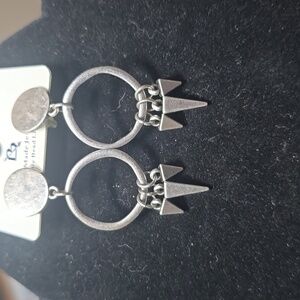 Handmade Goth Spike Silver Dangle Earrings